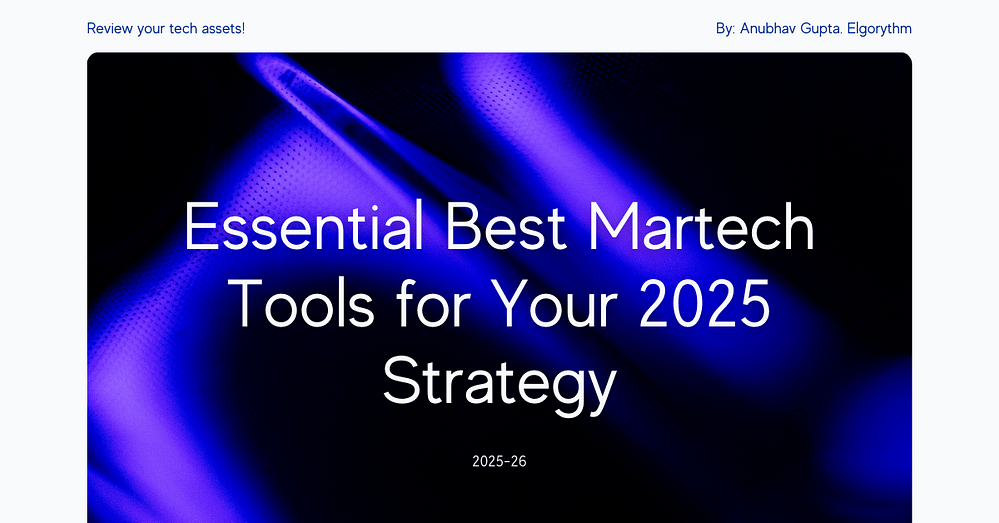 Martech tools - Elgorythm Essential Martech Tools for 2025 and 2026