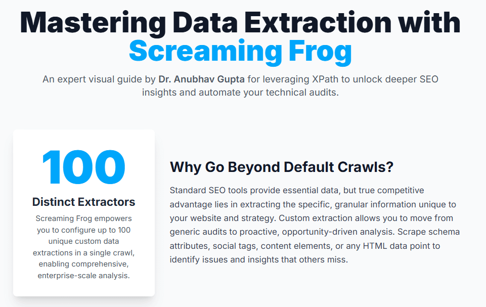 Data extraction using screaming frog