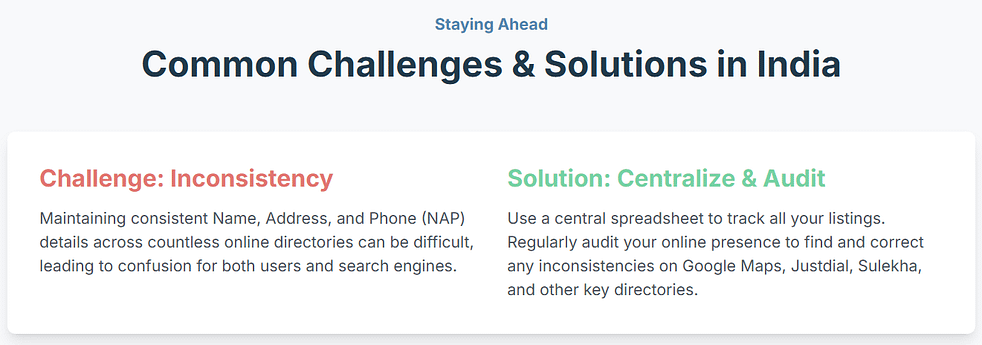 common challenges and solutions of GEO in India