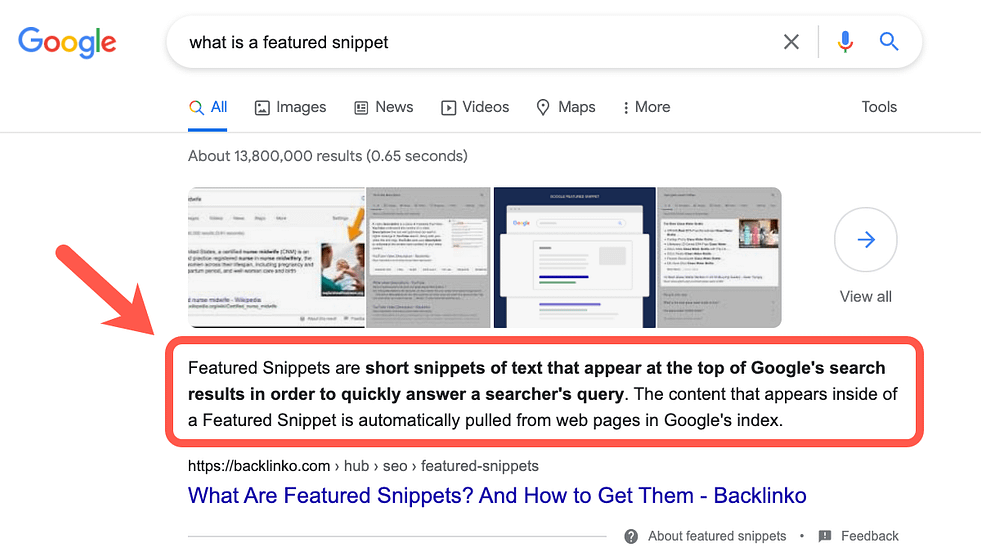 what-is-a-featured-snippet-query-bolding-example - Elgorythm Featured snippet example